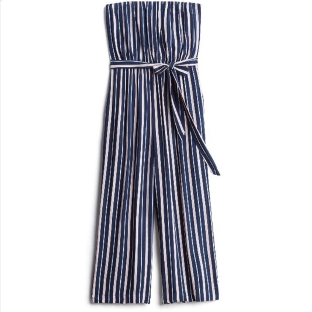 Nine Britton Pink & Navy Blue Strapless Jumpsuit